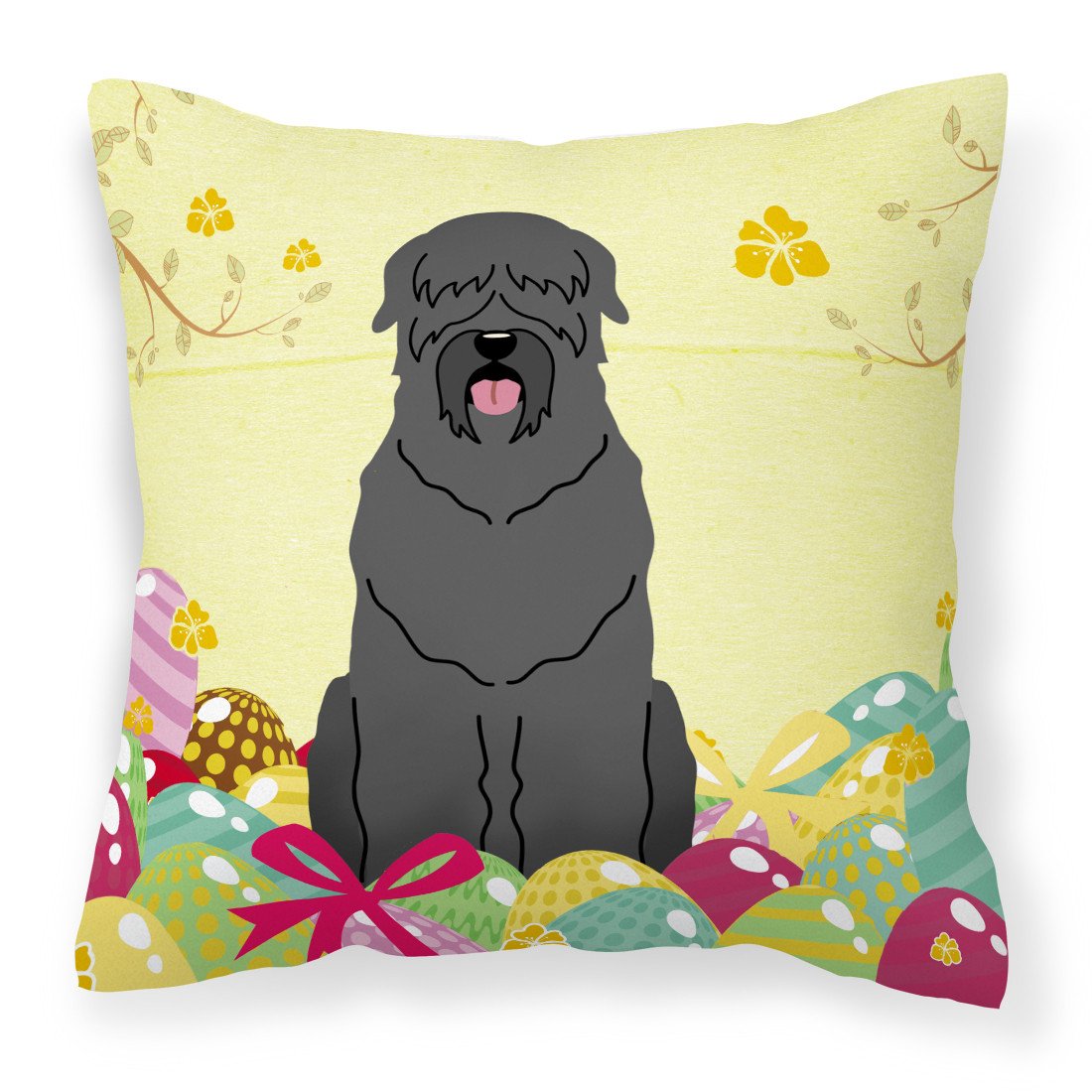 Easter Eggs Black Russian Terrier Fabric Decorative Pillow BB6026PW1818 by Caroline&#39;s Treasures