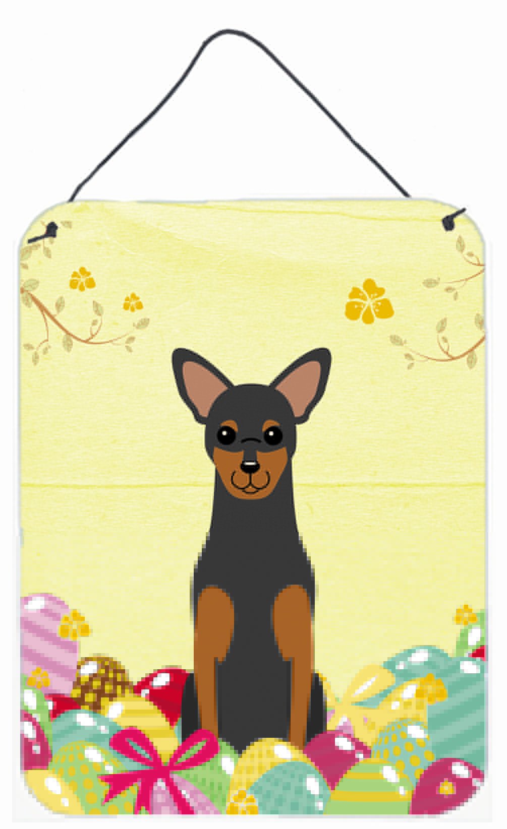 Easter Eggs Manchester Terrier Wall or Door Hanging Prints BB6028DS1216 by Caroline&#39;s Treasures