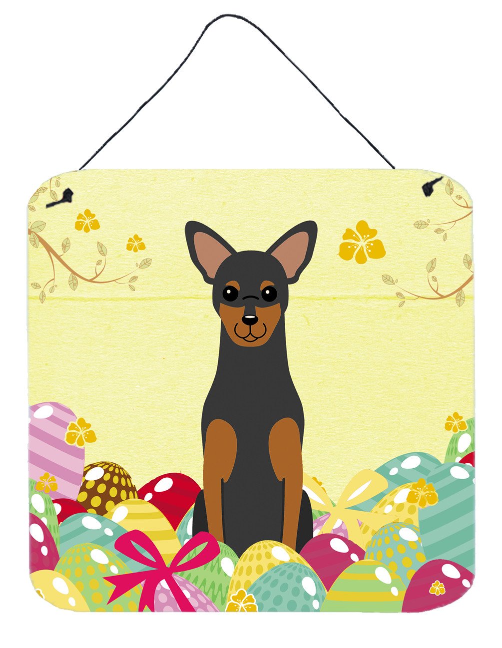 Easter Eggs Manchester Terrier Wall or Door Hanging Prints BB6028DS66 by Caroline&#39;s Treasures
