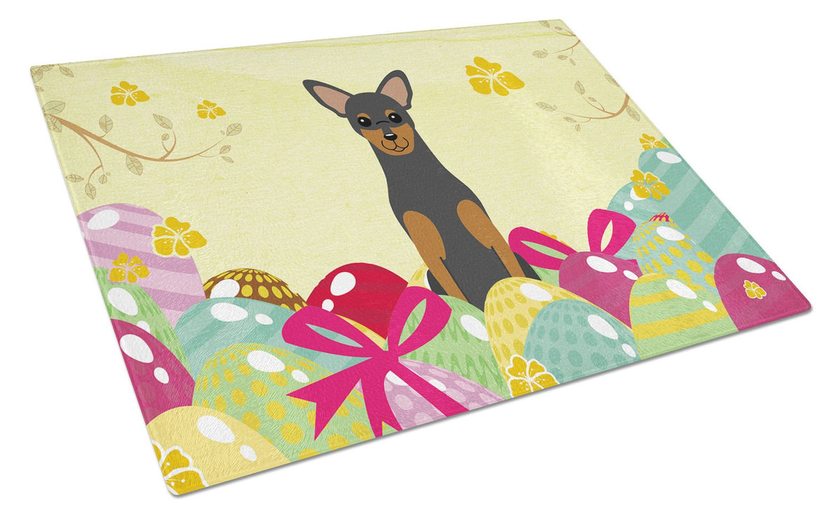 Easter Eggs Manchester Terrier Glass Cutting Board Large BB6028LCB by Caroline&#39;s Treasures
