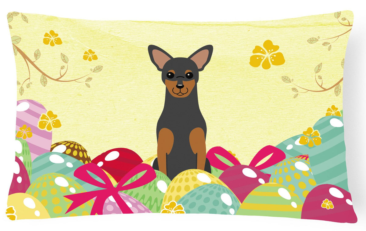 Easter Eggs Manchester Terrier Canvas Fabric Decorative Pillow BB6028PW1216 by Caroline&#39;s Treasures