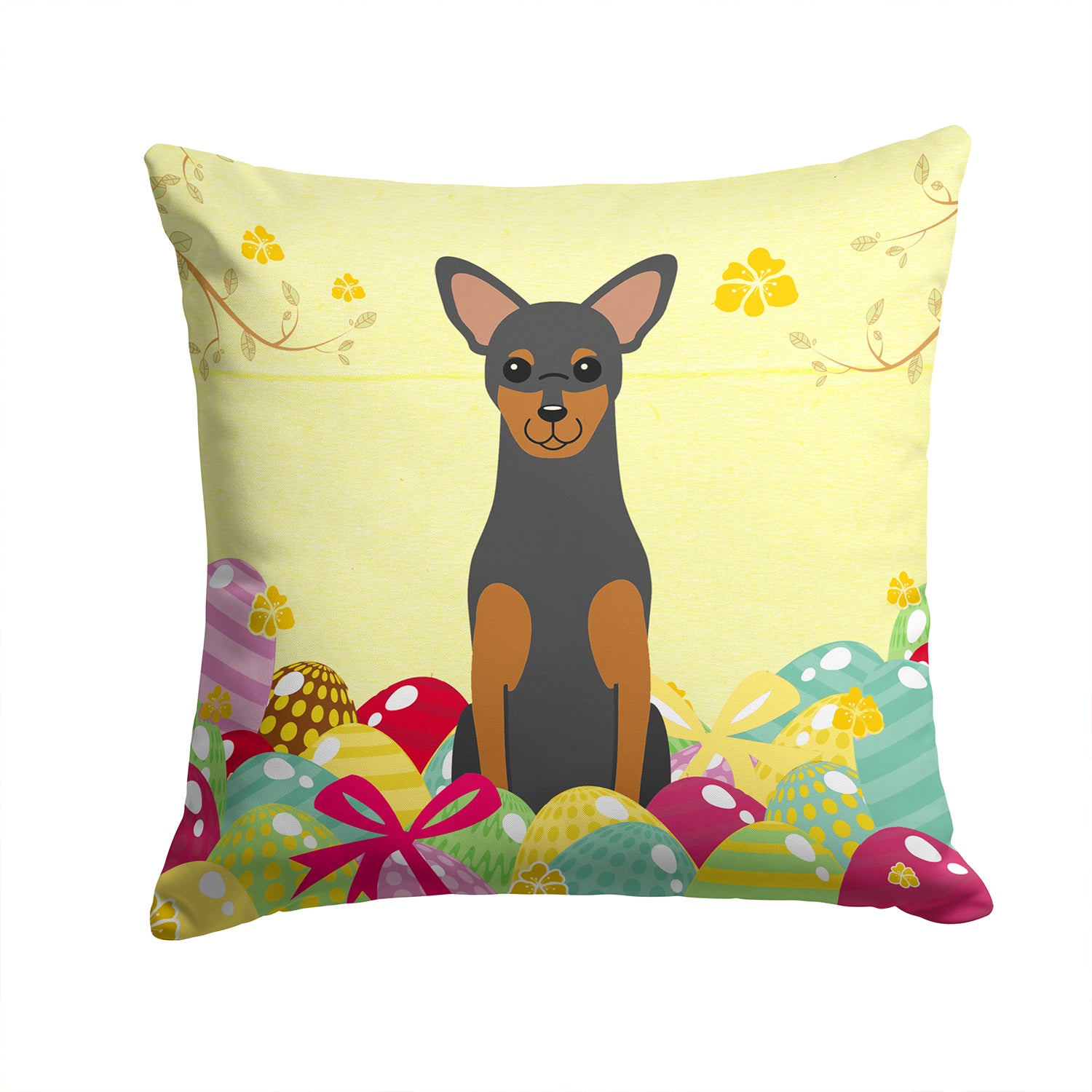 Easter Eggs Manchester Terrier Fabric Decorative Pillow BB6028PW1414 - the-store.com