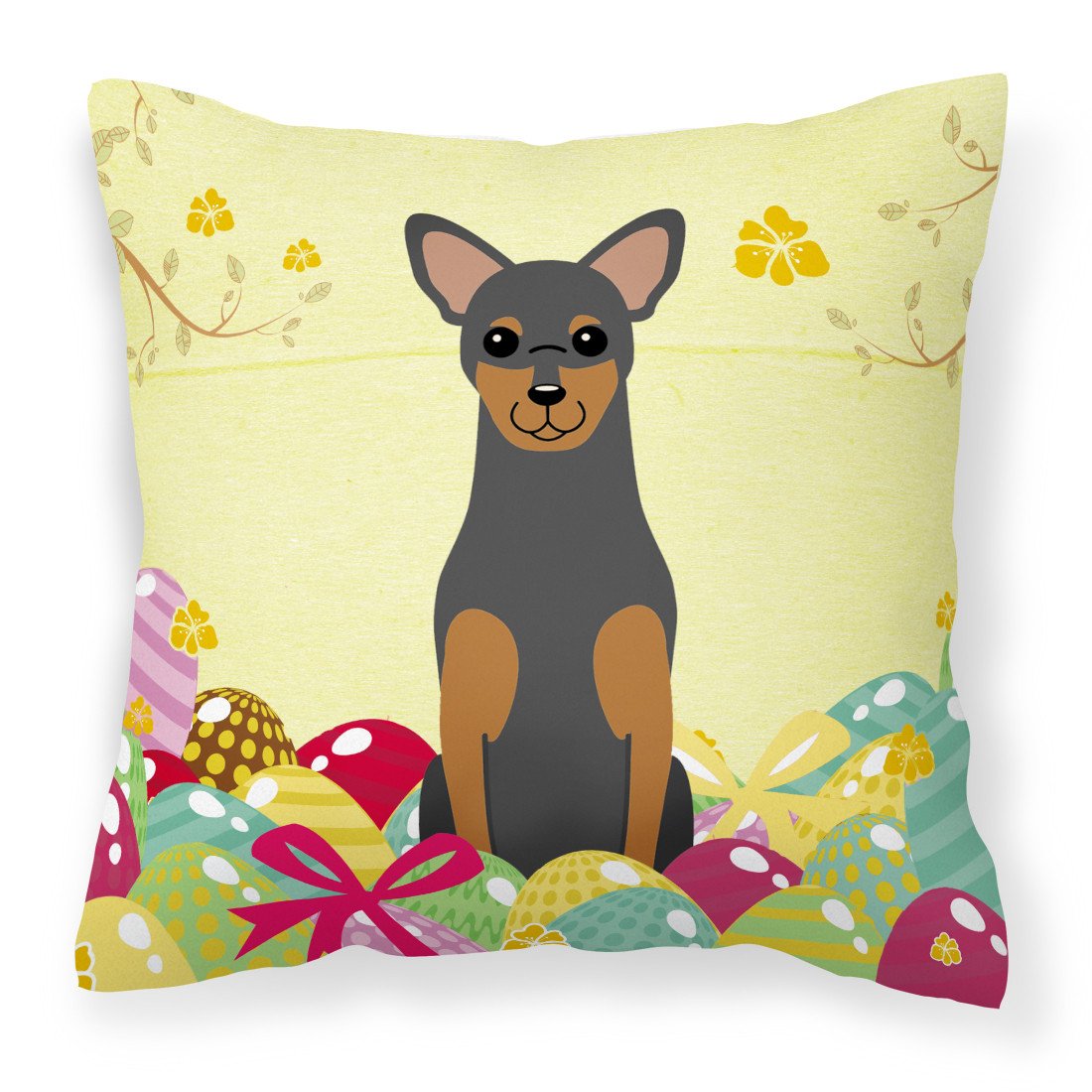 Easter Eggs Manchester Terrier Fabric Decorative Pillow BB6028PW1818 by Caroline&#39;s Treasures