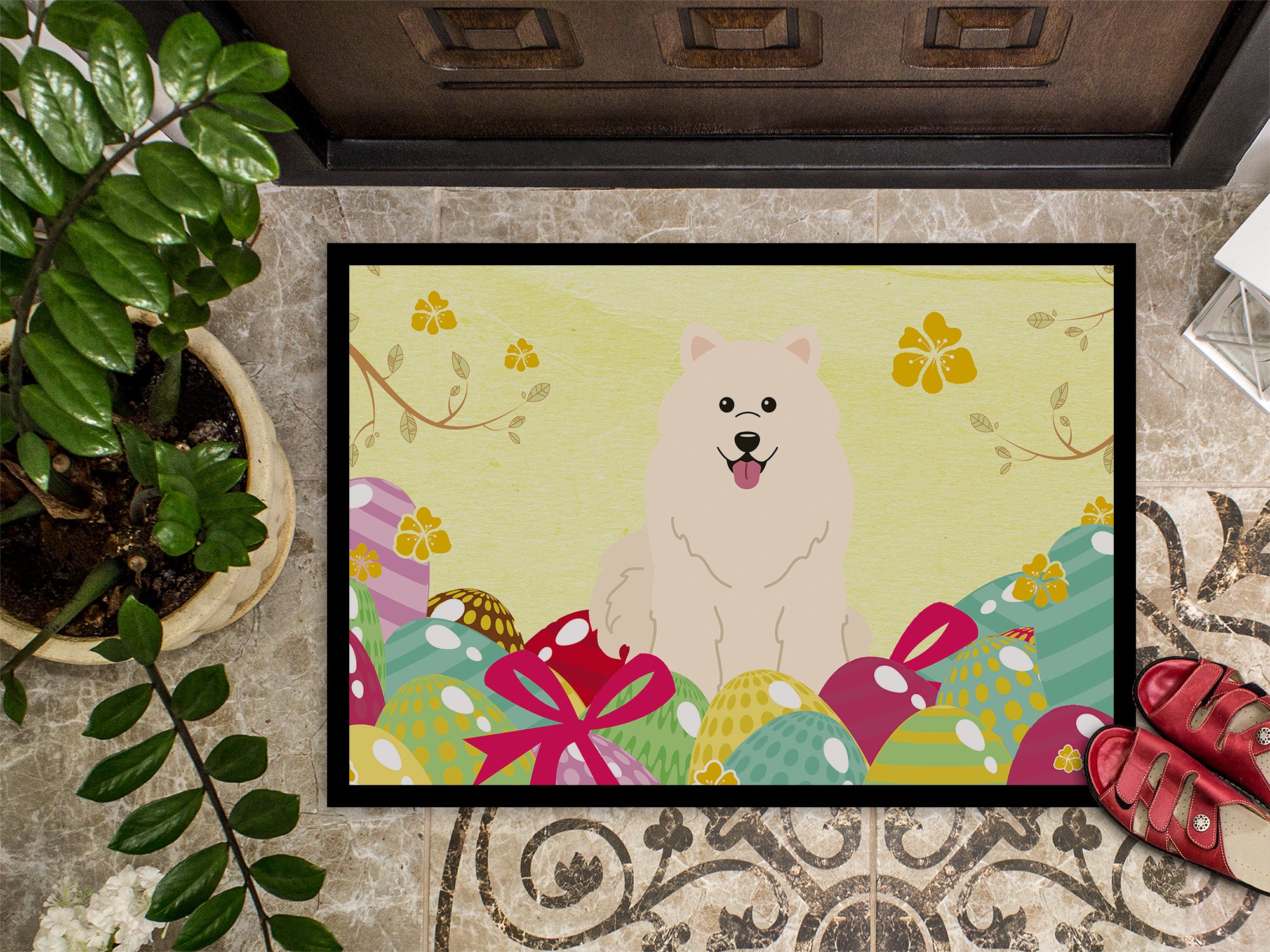 Easter Eggs Samoyed Indoor or Outdoor Mat 18x27 BB6030MAT - the-store.com