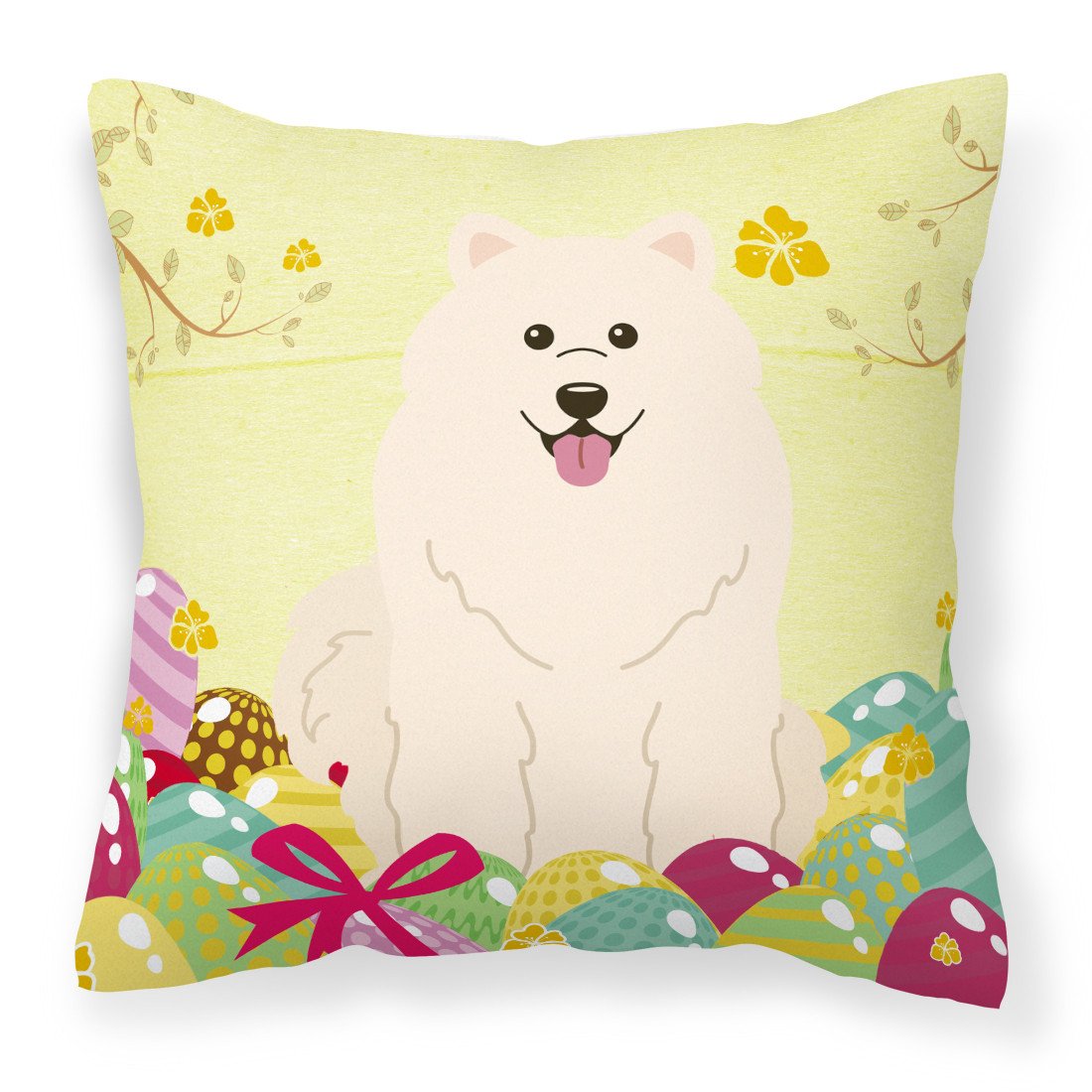 Easter Eggs Samoyed Fabric Decorative Pillow BB6030PW1818 by Caroline&#39;s Treasures