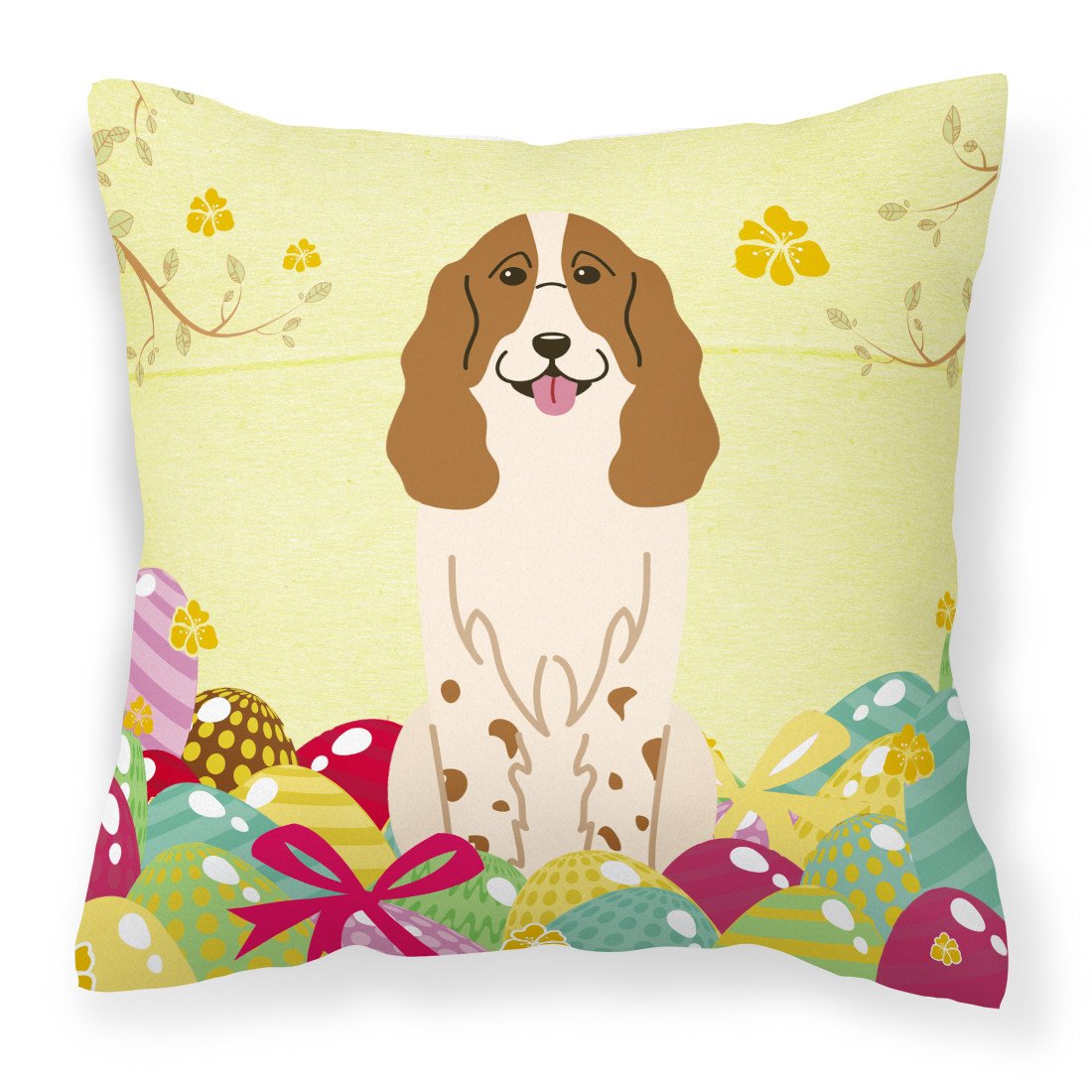 Easter Eggs Russian Spaniel Fabric Decorative Pillow BB6031PW1818 by Caroline&#39;s Treasures