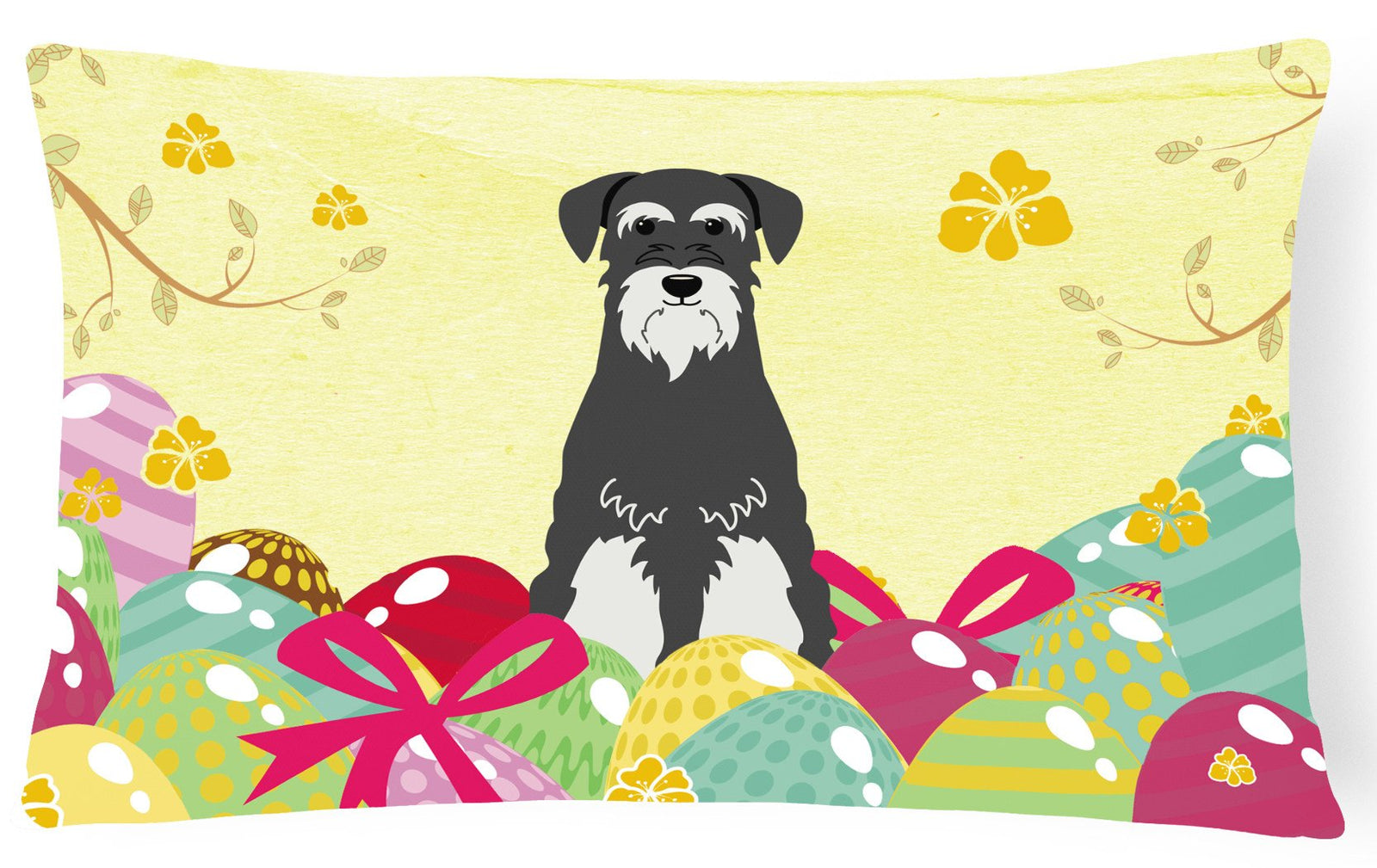 Easter Eggs Standard Schnauzer Salt and Pepper Canvas Fabric Decorative Pillow BB6033PW1216 by Caroline's Treasures