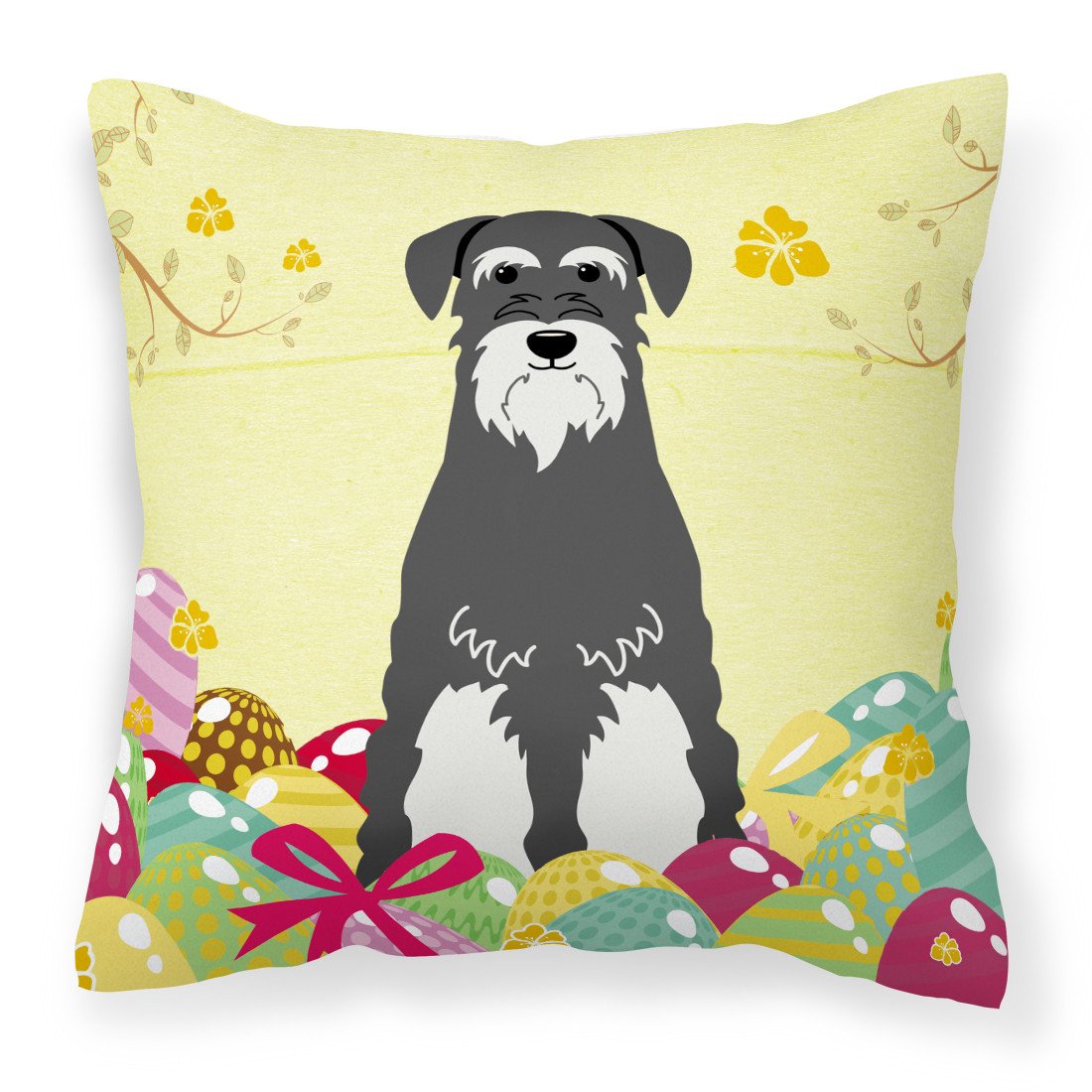 Easter Eggs Standard Schnauzer Salt and Pepper Fabric Decorative Pillow BB6033PW1818 by Caroline&#39;s Treasures