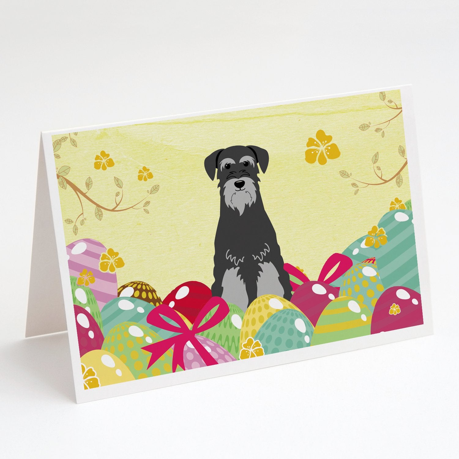 Buy this Easter Eggs Standard Schnauzer Black Grey Greeting Cards and Envelopes Pack of 8