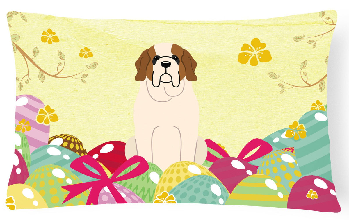 Easter Eggs Saint Bernard Canvas Fabric Decorative Pillow BB6035PW1216 by Caroline&#39;s Treasures
