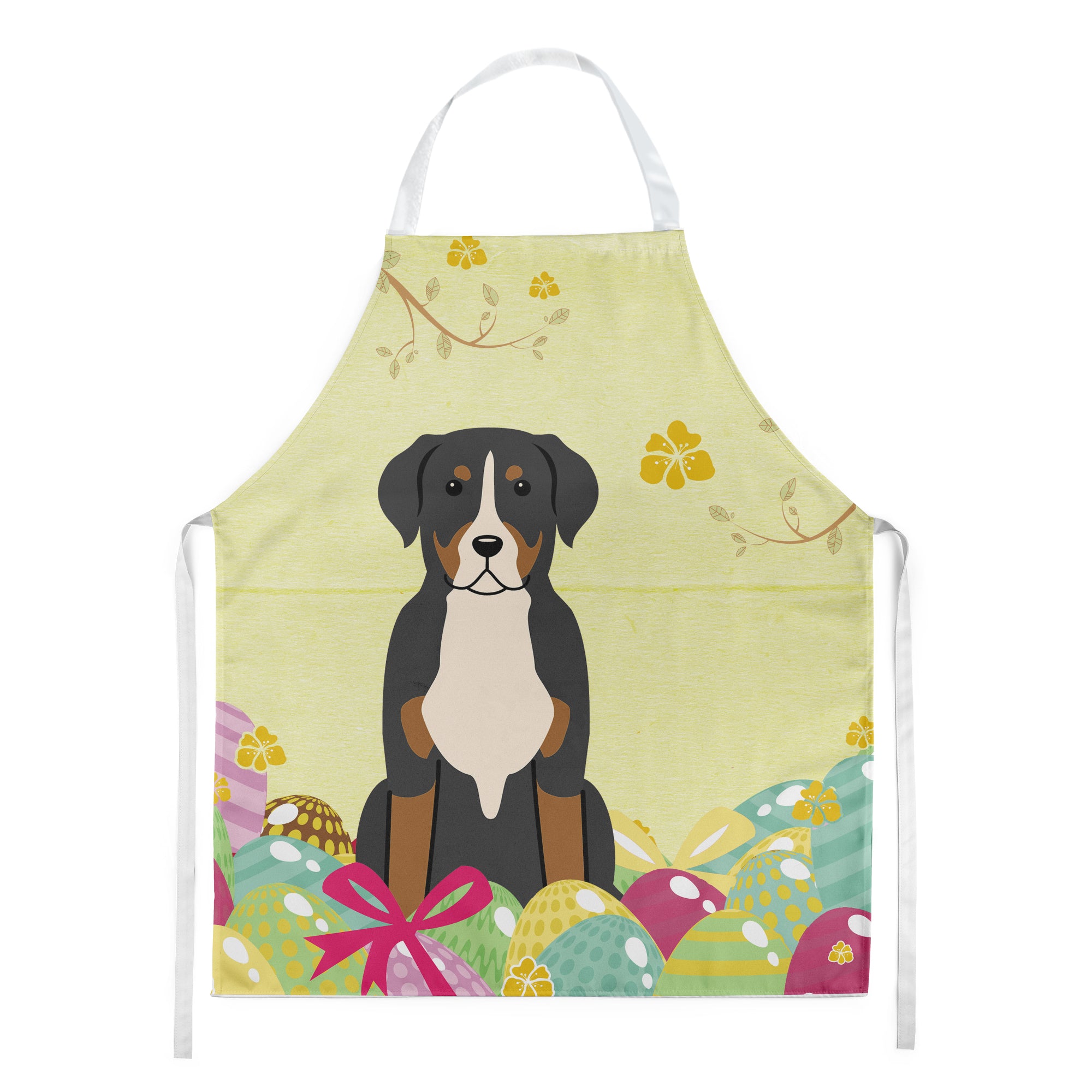 Easter Eggs Greater Swiss Mountain Dog Apron BB6037APRON  the-store.com.