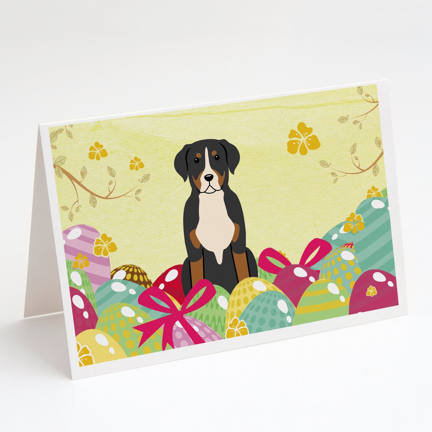 Buy this Easter Eggs Greater Swiss Mountain Dog Greeting Cards and Envelopes Pack of 8