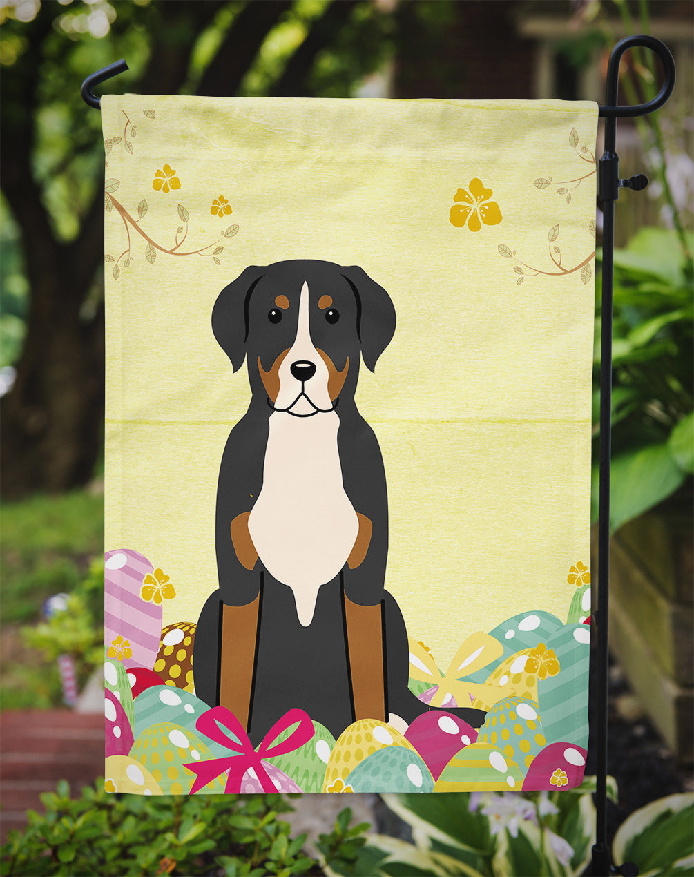 Easter Eggs Greater Swiss Mountain Dog Flag Garden Size BB6037GF  the-store.com.
