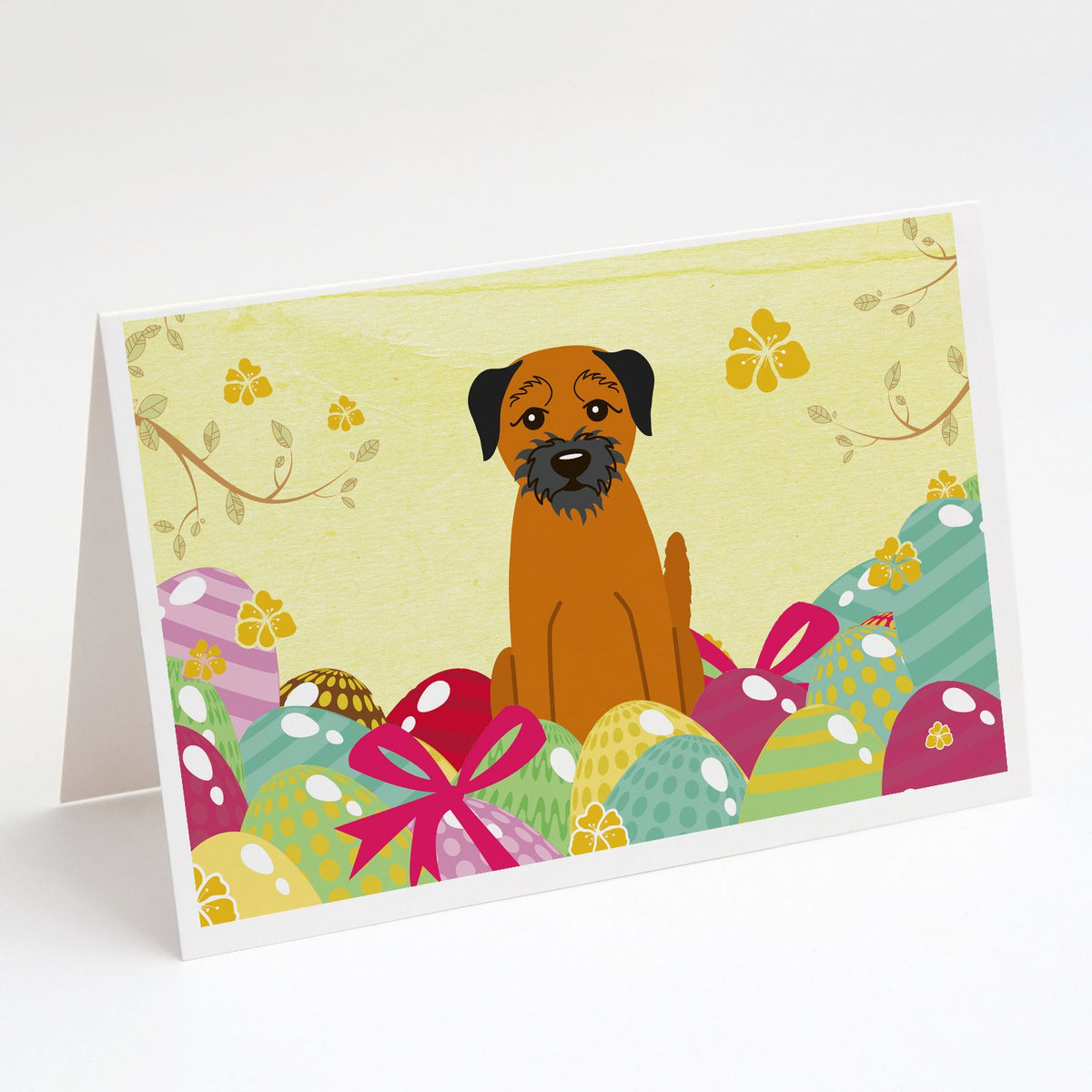 Buy this Easter Eggs Border Terrier Greeting Cards and Envelopes Pack of 8