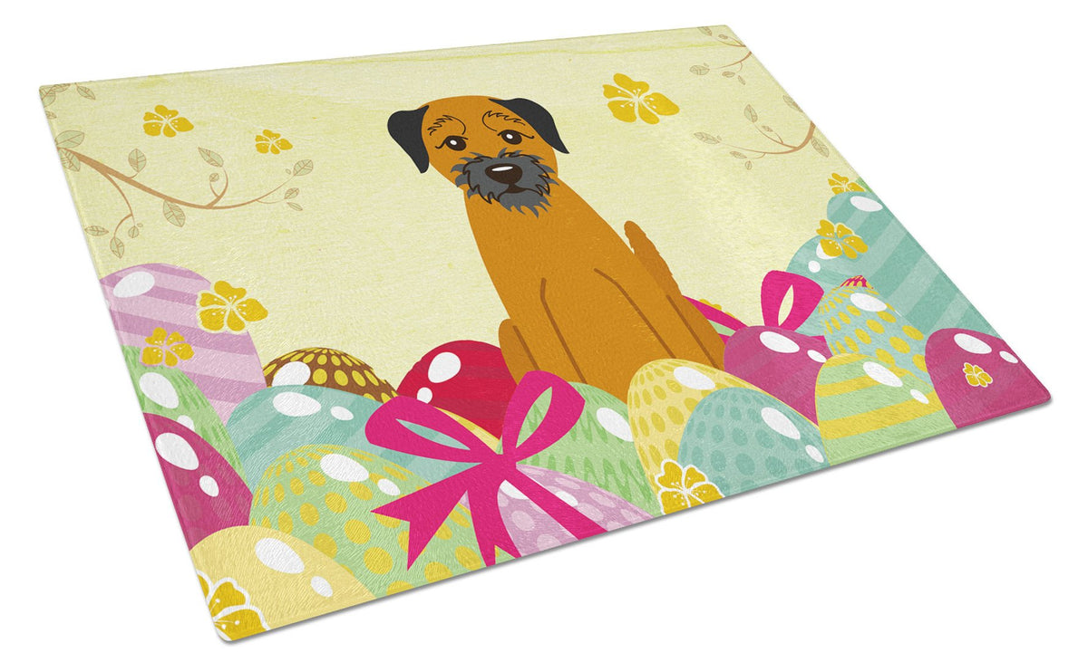 Easter Eggs Border Terrier Glass Cutting Board Large BB6039LCB by Caroline&#39;s Treasures