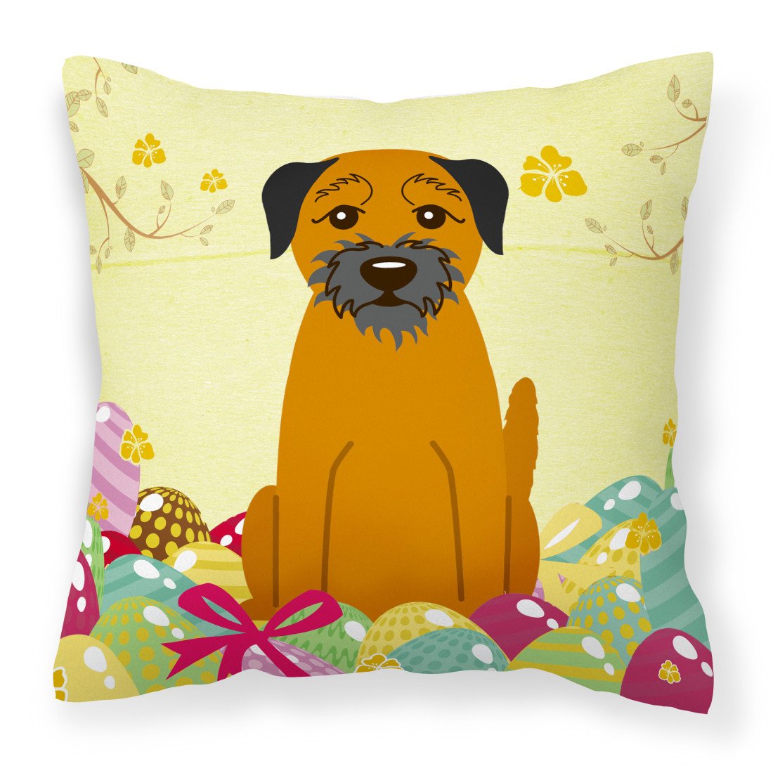 Easter Eggs Border Terrier Fabric Decorative Pillow BB6039PW1818 by Caroline&#39;s Treasures