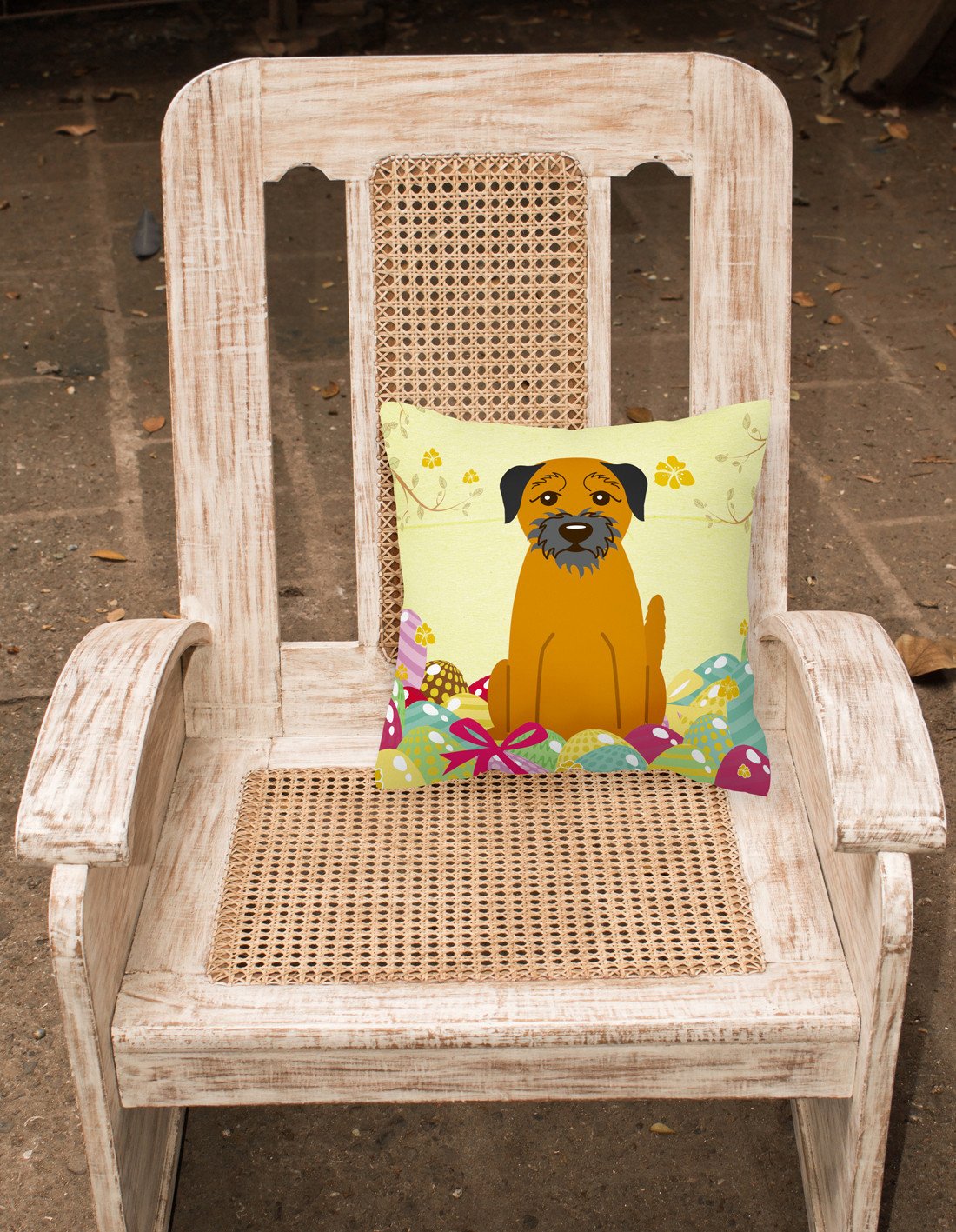 Easter Eggs Border Terrier Fabric Decorative Pillow BB6039PW1818 by Caroline's Treasures
