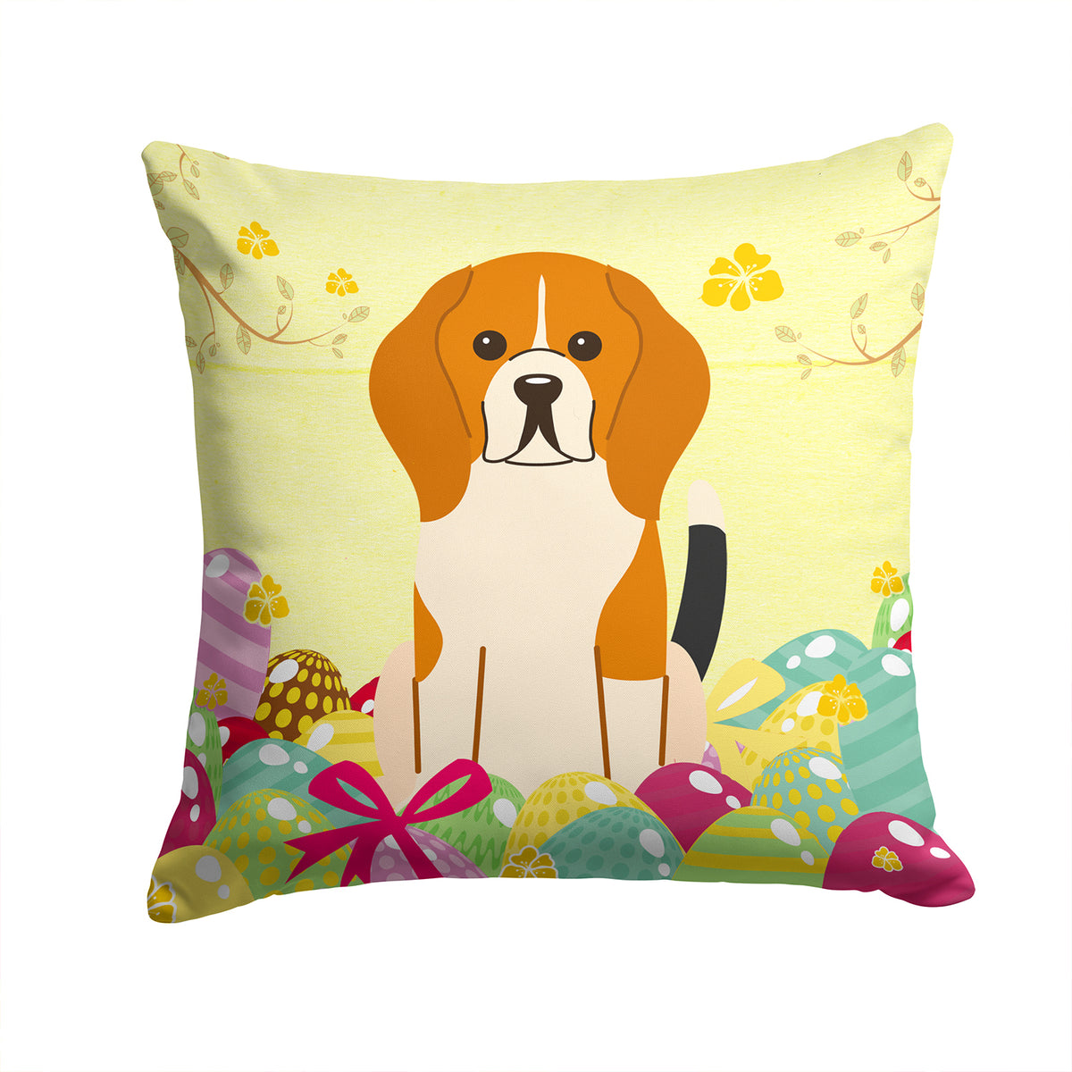 Easter Eggs Beagle Tricolor Fabric Decorative Pillow BB6040PW1414 - the-store.com