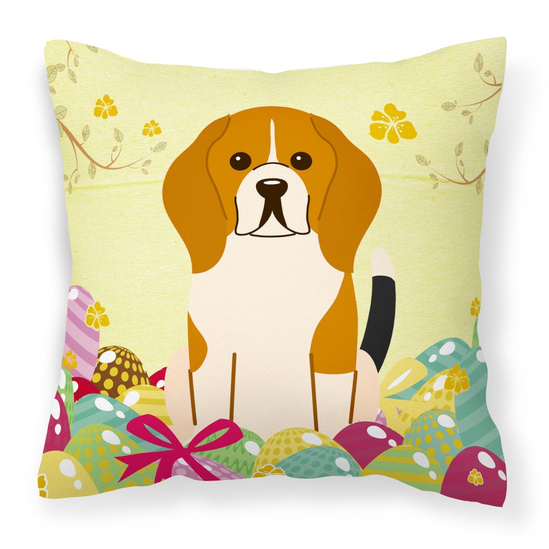 Easter Eggs Beagle Tricolor Fabric Decorative Pillow BB6040PW1818 by Caroline&#39;s Treasures