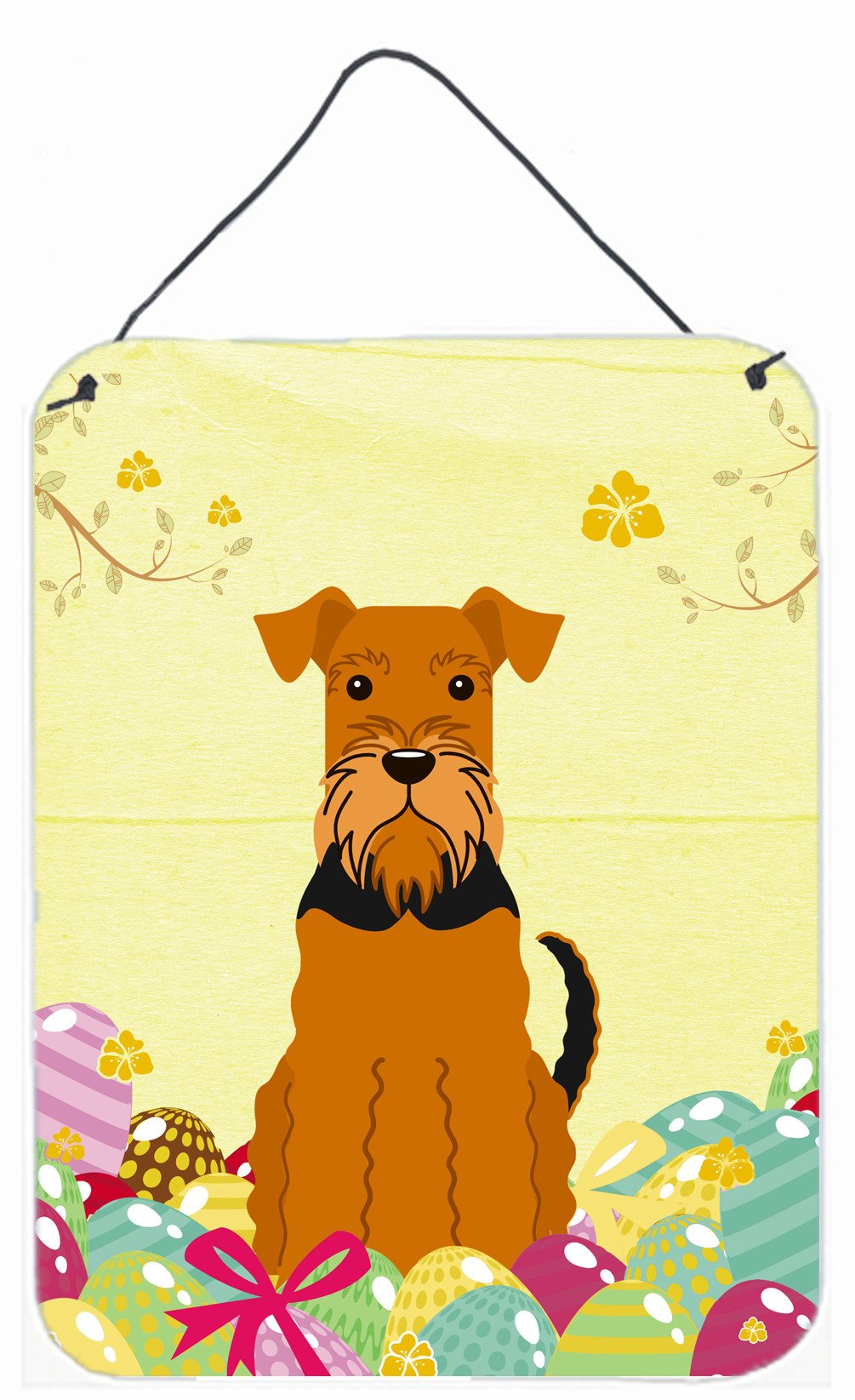 Easter Eggs Airedale Wall or Door Hanging Prints BB6041DS1216 by Caroline's Treasures