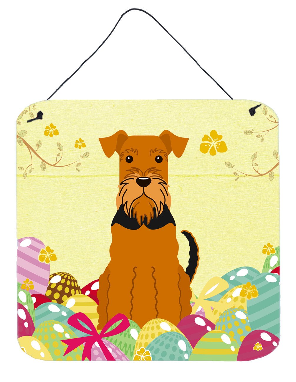 Easter Eggs Airedale Wall or Door Hanging Prints BB6041DS66 by Caroline's Treasures