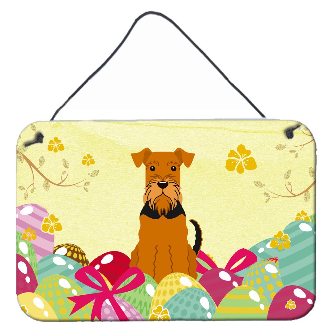 Easter Eggs Airedale Wall or Door Hanging Prints BB6041DS812 by Caroline's Treasures