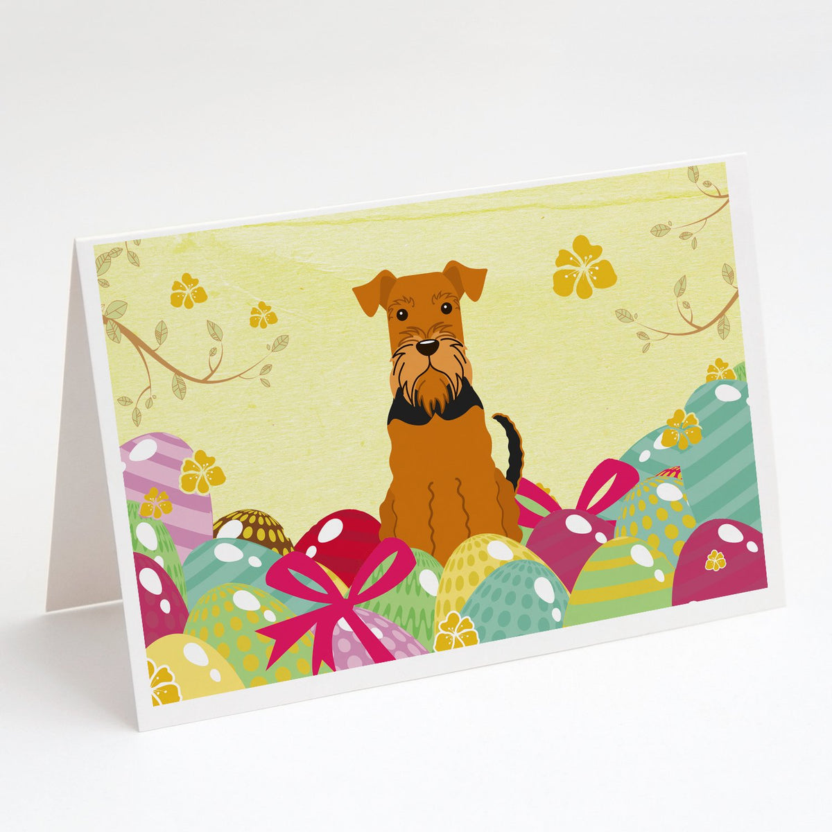 Buy this Easter Eggs Airedale Greeting Cards and Envelopes Pack of 8