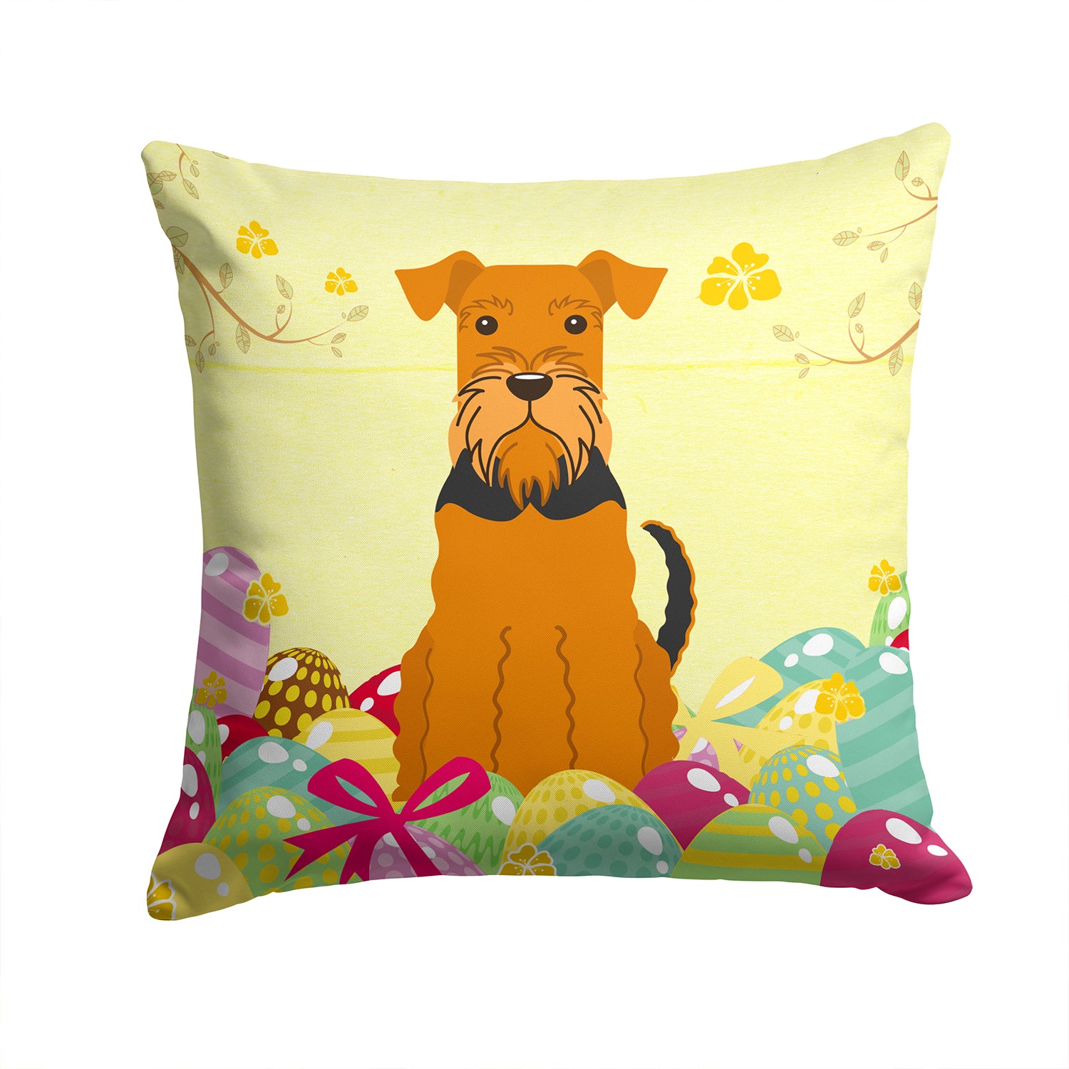 Easter Eggs Airedale Fabric Decorative Pillow BB6041PW1414 - the-store.com