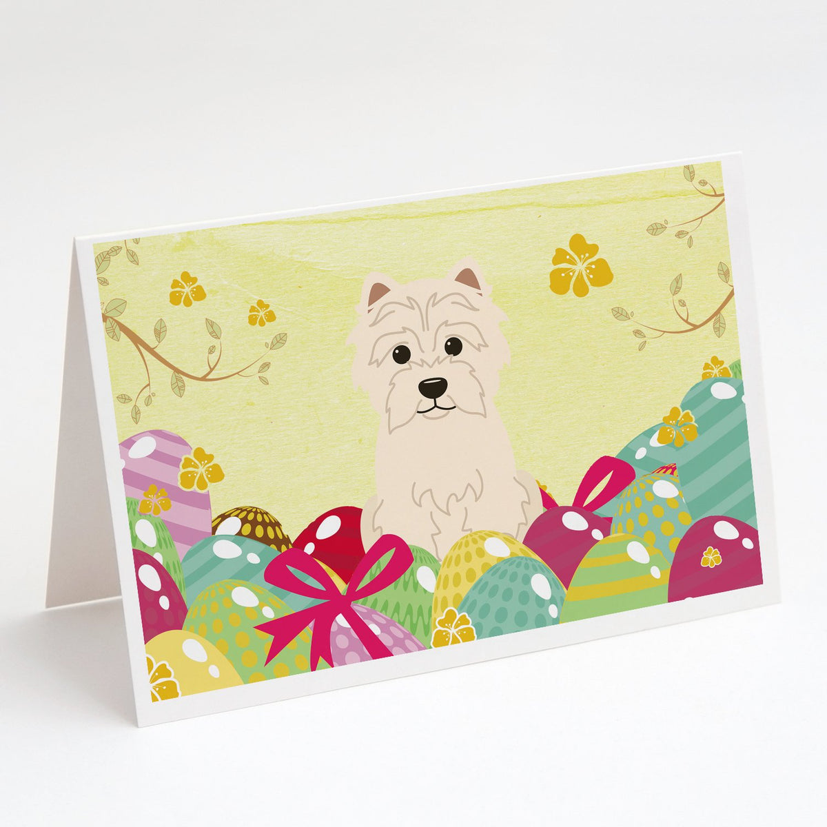 Buy this Easter Eggs Westie Greeting Cards and Envelopes Pack of 8