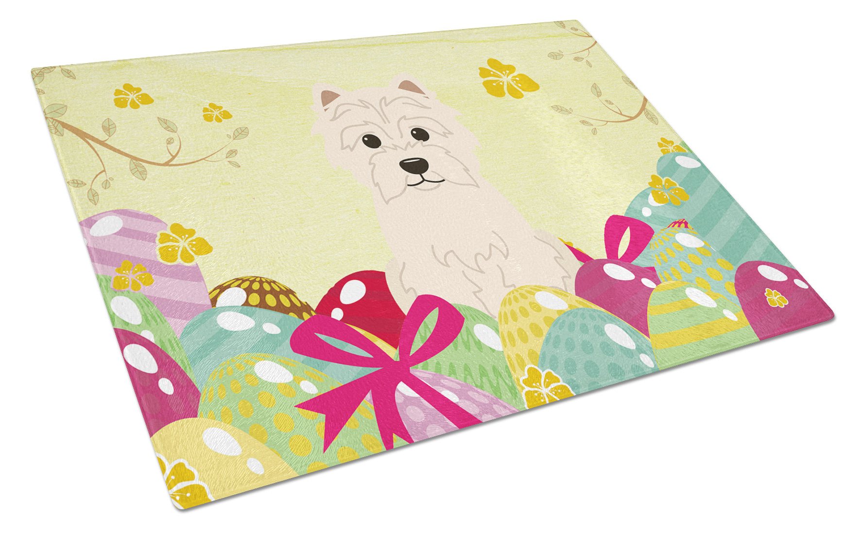 Easter Eggs Westie Glass Cutting Board Large BB6042LCB by Caroline's Treasures