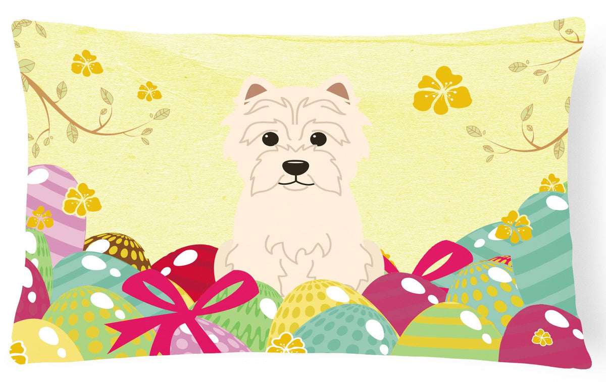 Easter Eggs Westie Canvas Fabric Decorative Pillow BB6042PW1216 by Caroline&#39;s Treasures