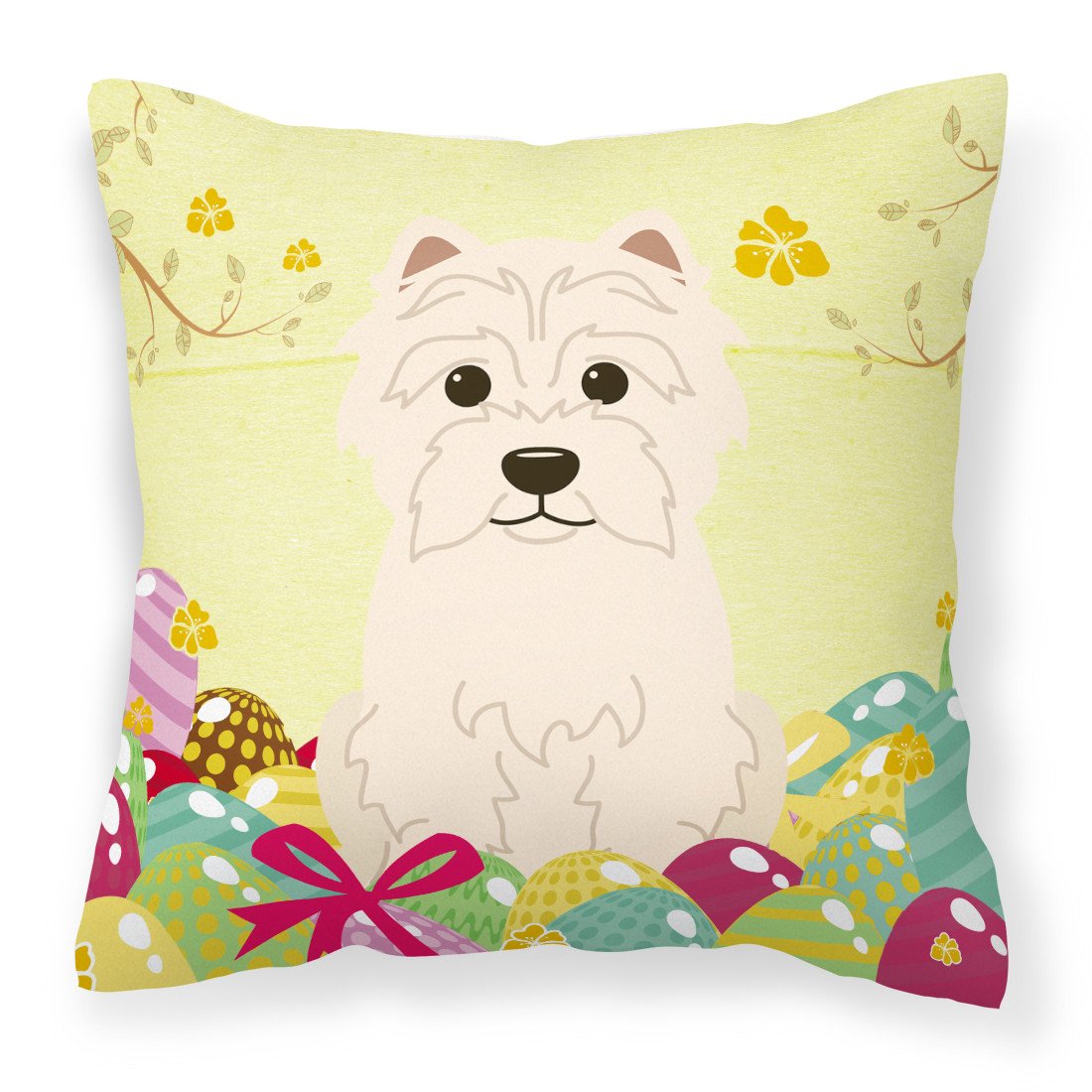 Easter Eggs Westie Fabric Decorative Pillow BB6042PW1818 by Caroline&#39;s Treasures