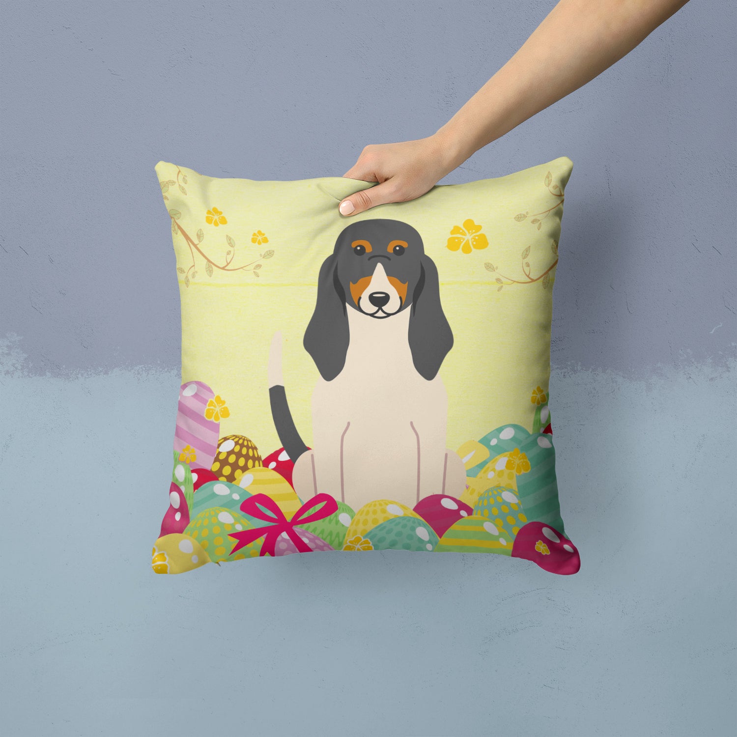 Easter Eggs Swiss Hound Fabric Decorative Pillow BB6044PW1414 - the-store.com