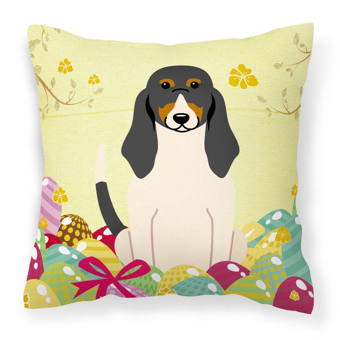Easter Eggs Swiss Hound Fabric Decorative Pillow BB6044PW1818 by Caroline's Treasures