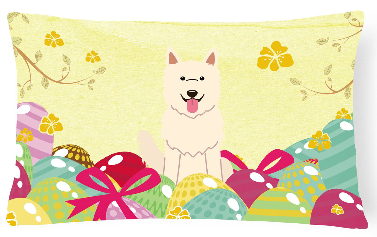 Easter Eggs White German Shepherd Canvas Fabric Decorative Pillow BB6045PW1216 by Caroline&#39;s Treasures