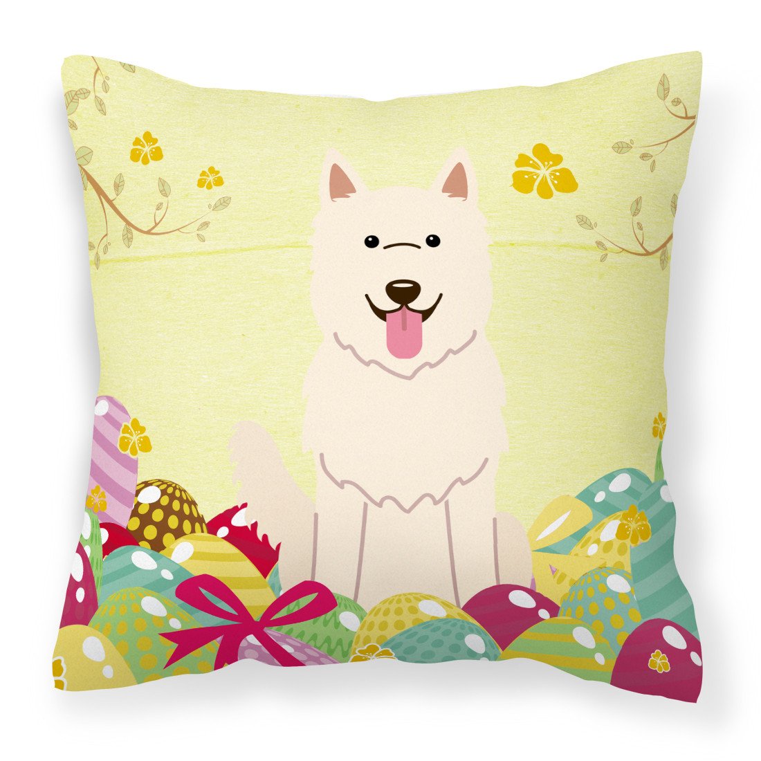 Easter Eggs White German Shepherd Fabric Decorative Pillow BB6045PW1818 by Caroline&#39;s Treasures