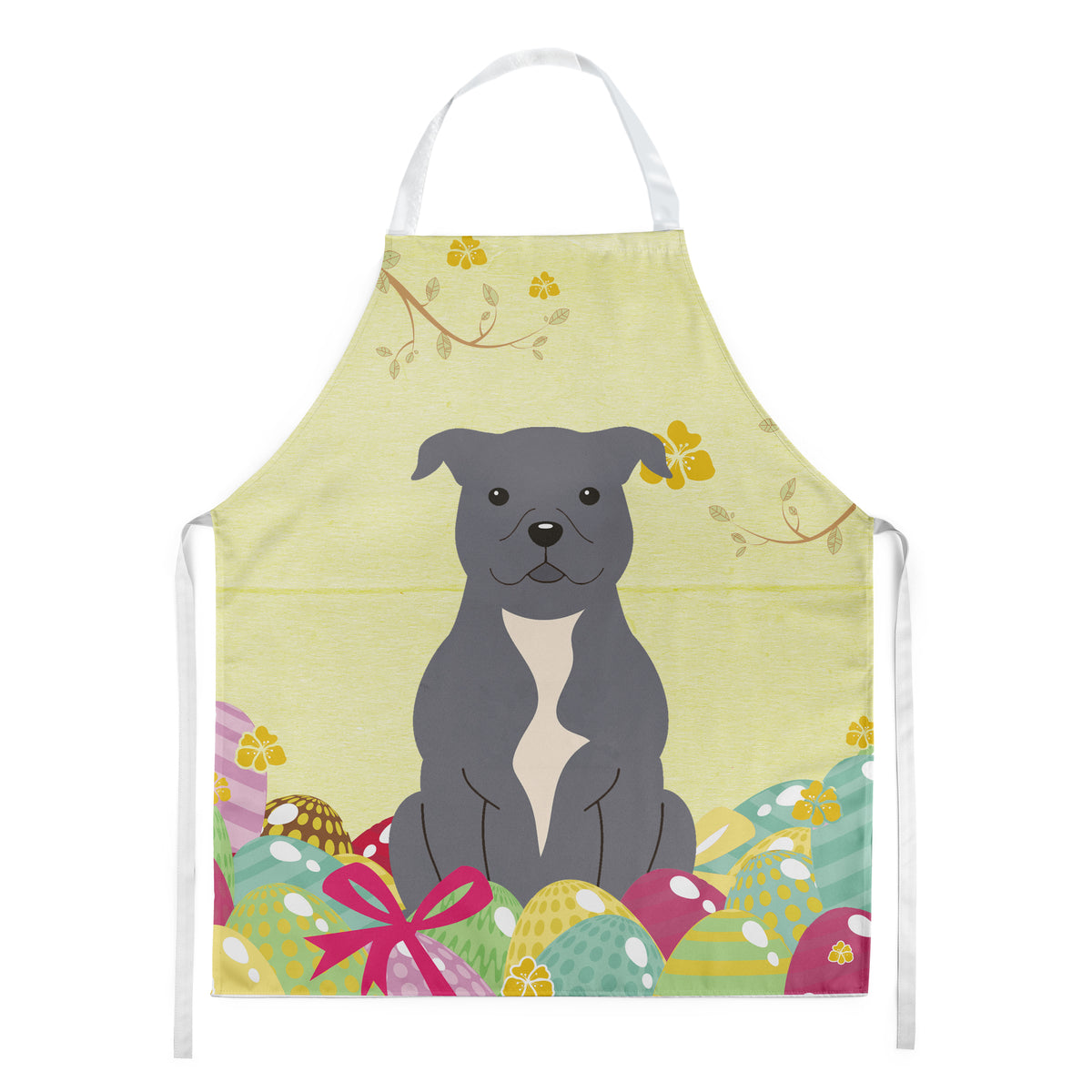 Easter Eggs Staffordshire Bull Terrier Blue Apron BB6046APRON  the-store.com.