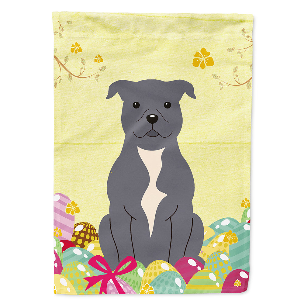 Easter Eggs Staffordshire Bull Terrier Blue Flag Canvas House Size BB6046CHF