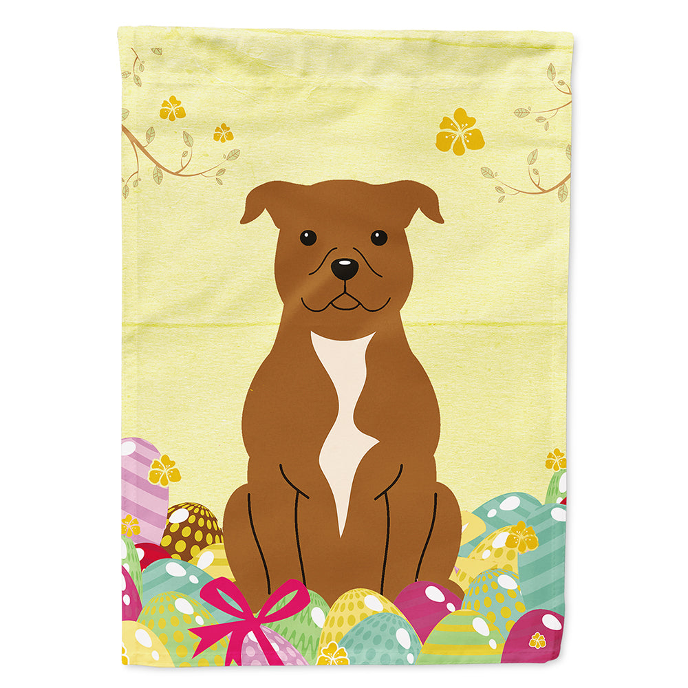 Easter Eggs Staffordshire Bull Terrier Brown Flag Canvas House Size BB6047CHF  the-store.com.