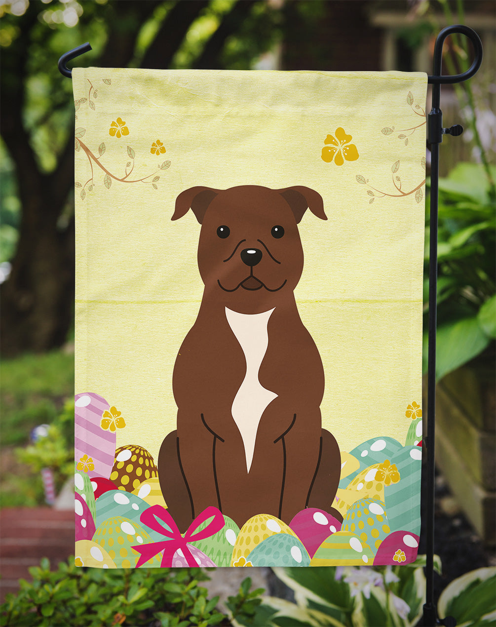 Easter Eggs Staffordshire Bull Terrier Chocolate Flag Garden Size BB6048GF  the-store.com.