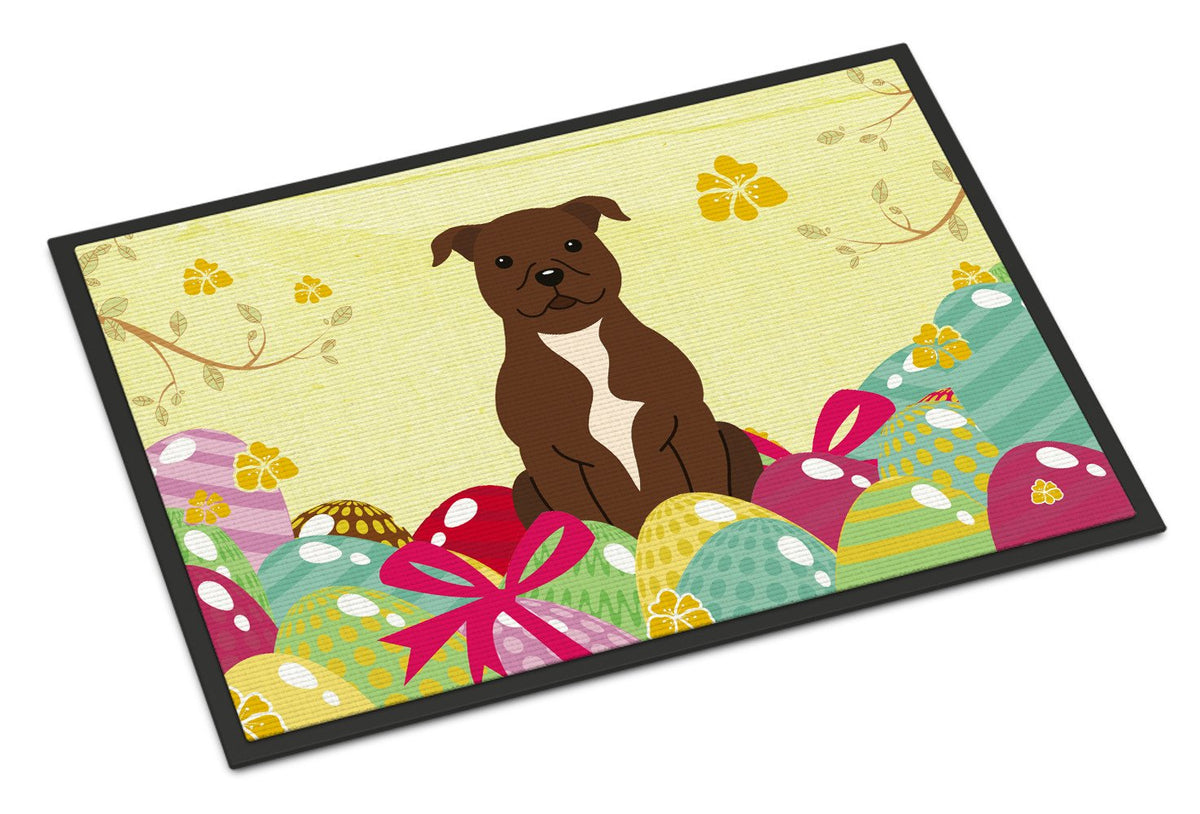Easter Eggs Staffordshire Bull Terrier Chocolate Indoor or Outdoor Mat 24x36 BB6048JMAT by Caroline&#39;s Treasures