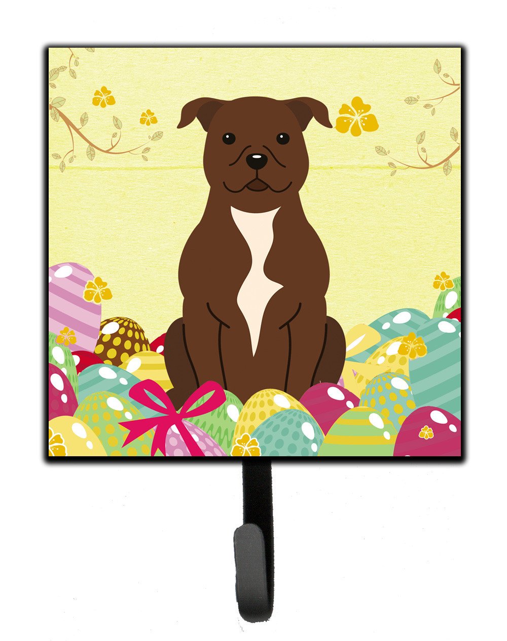 Easter Eggs Staffordshire Bull Terrier Chocolate Leash or Key Holder BB6048SH4 by Caroline&#39;s Treasures
