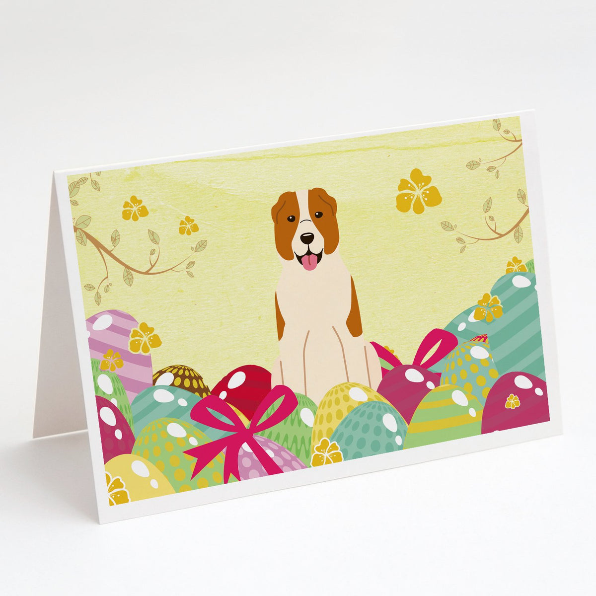 Buy this Easter Eggs Central Asian Shepherd Dog Greeting Cards and Envelopes Pack of 8