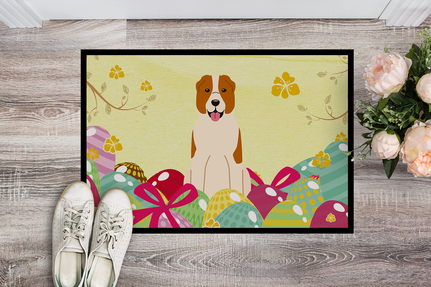 Easter Eggs Central Asian Shepherd Dog Indoor or Outdoor Mat 18x27 BB6049MAT - the-store.com