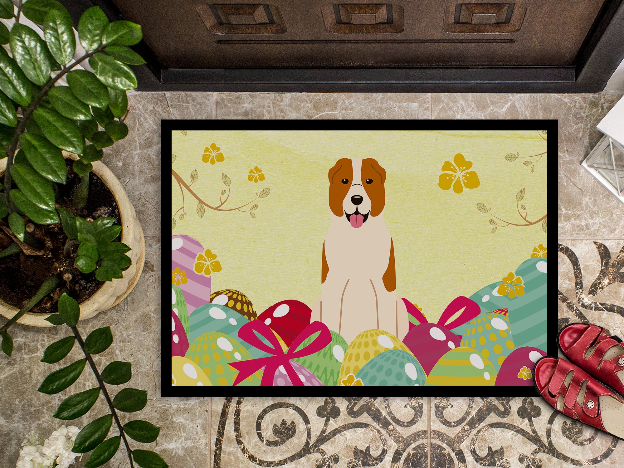 Easter Eggs Central Asian Shepherd Dog Indoor or Outdoor Mat 18x27 BB6049MAT - the-store.com