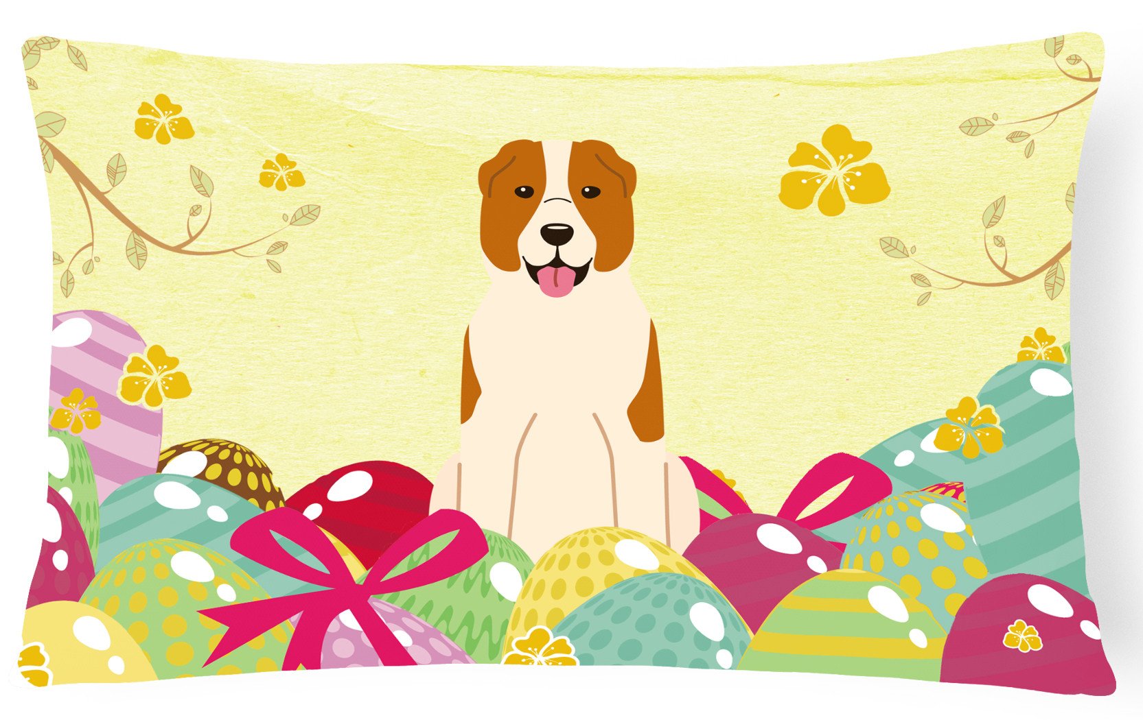 Easter Eggs Central Asian Shepherd Dog Canvas Fabric Decorative Pillow BB6049PW1216 by Caroline's Treasures