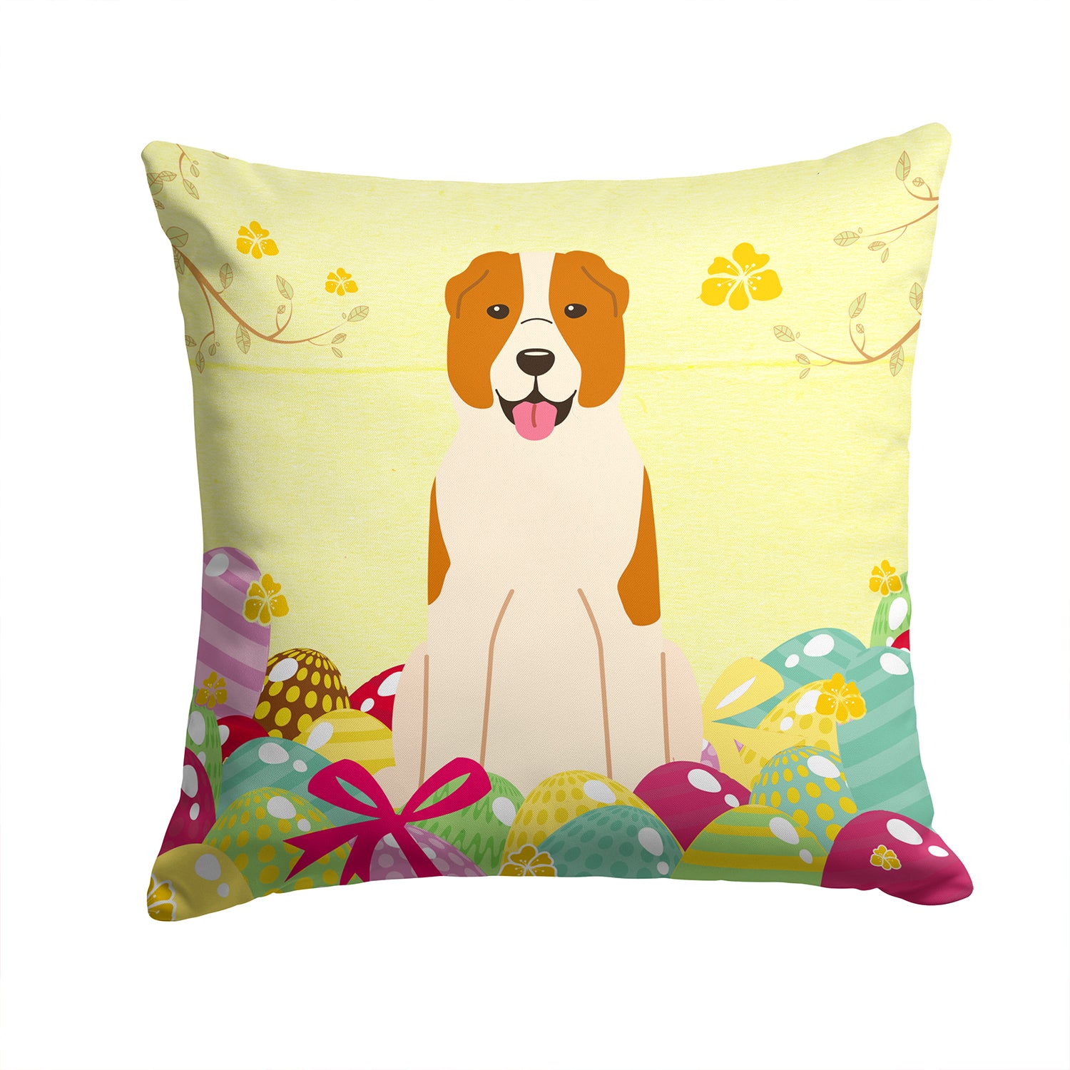 Easter Eggs Central Asian Shepherd Dog Fabric Decorative Pillow BB6049PW1414 - the-store.com