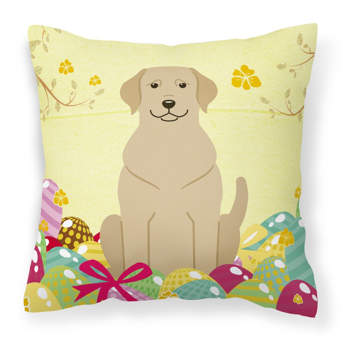 Easter Eggs Yellow Labrador Fabric Decorative Pillow BB6055PW1818 by Caroline&#39;s Treasures