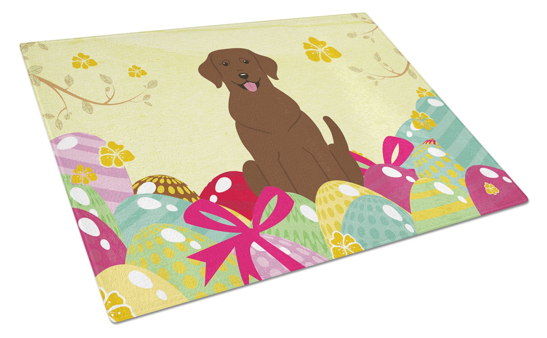 Easter Eggs Chocolate Labrador Glass Cutting Board Large BB6056LCB by Caroline's Treasures
