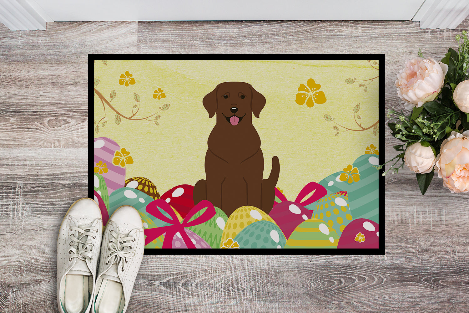Easter Eggs Chocolate Labrador Indoor or Outdoor Mat 18x27 BB6056MAT - the-store.com